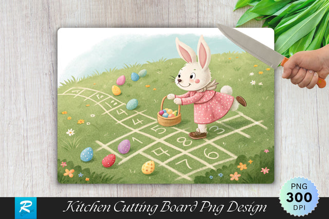 Bunny Hopscotch Cutting Board PNG Design Sublimation Regulrcrative 