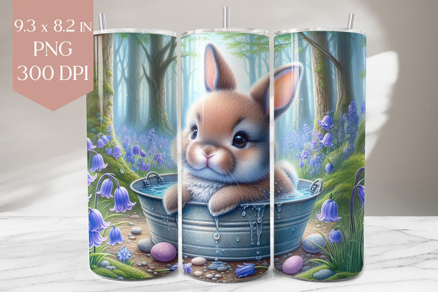 Bunny in Bluebell Forest Tumbler Wrap Sublimation BijouBay 