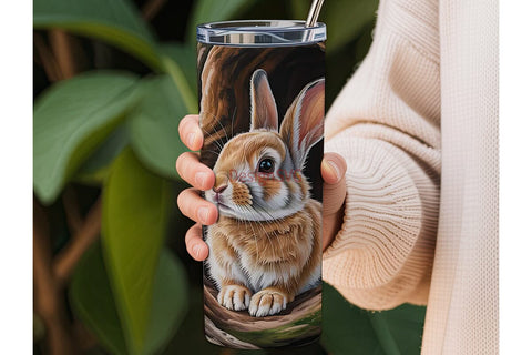 Bunny in Tree Hollow 20oz Tumbler Wrap Sublimation DesignSVG 