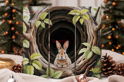 Bunny in Tree Hollow 20oz Tumbler Wrap Sublimation DesignSVG 