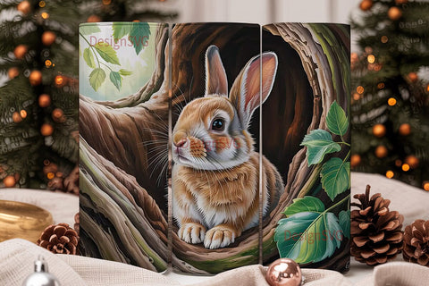 Bunny in Tree Hollow 20oz Tumbler Wrap Sublimation DesignSVG 