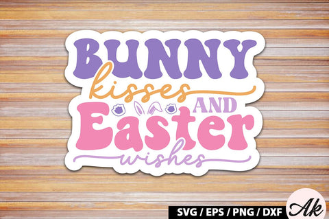 Bunny kisses and easter wishes Retro Sticker SVG akazaddesign 