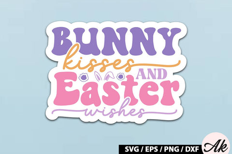 Bunny kisses and easter wishes Retro Sticker SVG akazaddesign 
