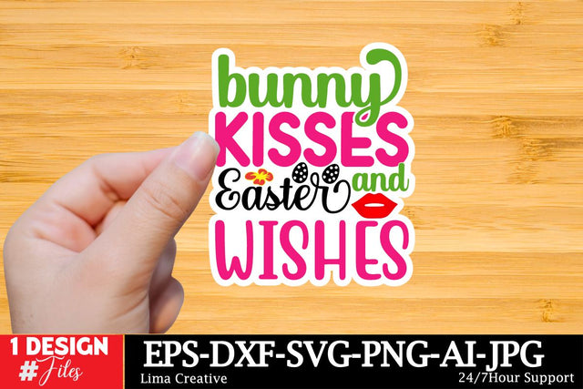 Bunny Kisses And EAster Wishes Sticker SVG Cut File, Happy Easter SVG Design, Easter SVG Bundle, Easter Sublimation PNG,Easter Sublimation Bundle, Easter GRaphic Illustration SVG Insomnia Std 