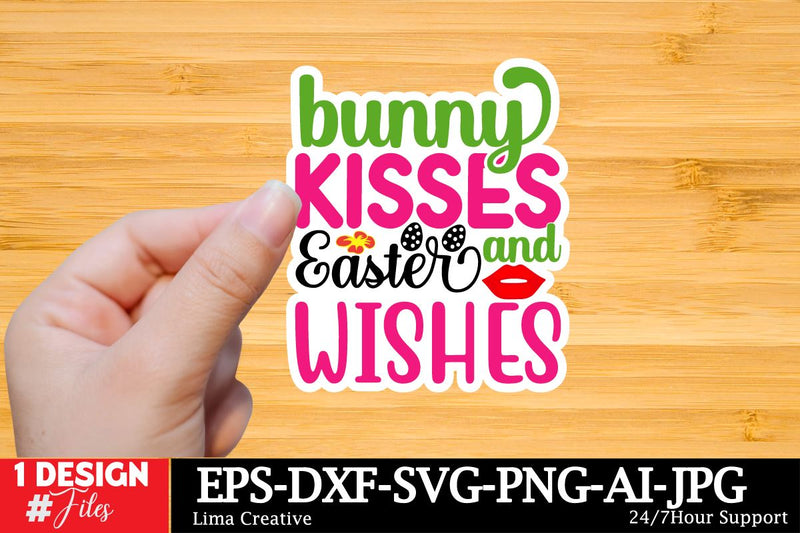 Bunny Kisses And EAster Wishes Sticker SVG Cut File, Happy Easter SVG Design, Easter SVG Bundle, Easter Sublimation PNG,Easter Sublimation Bundle, Easter GRaphic Illustration SVG Insomnia Std 