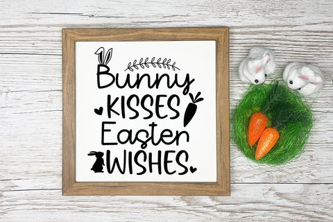Bunny Kisses Easter SVG I Farmhouse Easter Sign SVG I Easter SVG Happy Printables Club 