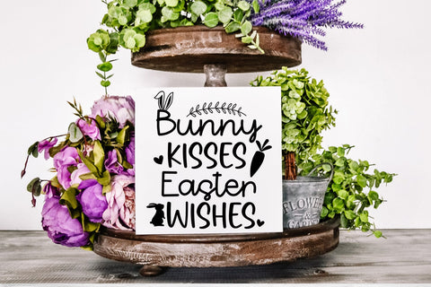 Bunny Kisses Easter SVG I Farmhouse Easter Sign SVG I Easter SVG Happy Printables Club 