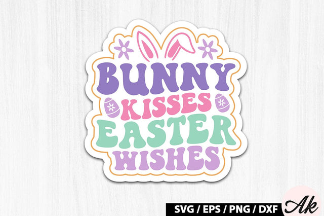 Bunny kisses easter wishes Retro Sticker SVG akazaddesign 