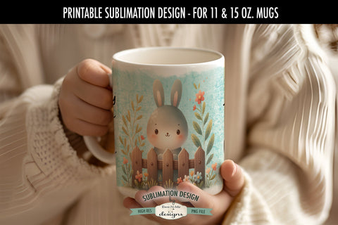 Bunny Kisses Easter Wishes | Spring Bunny Sublimation Mug Sublimation Ewe-N-Me Designs 