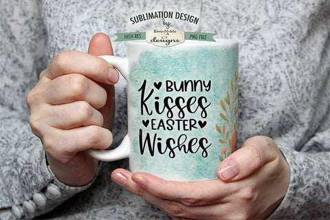 Bunny Kisses Easter Wishes | Spring Bunny Sublimation Mug Sublimation Ewe-N-Me Designs 