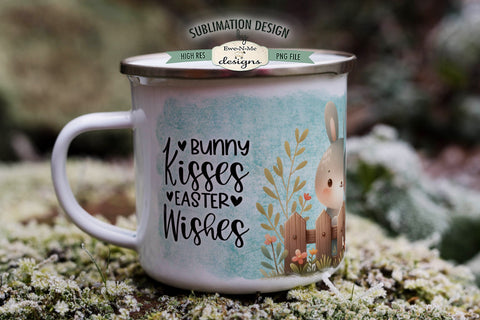 Bunny Kisses Easter Wishes | Spring Bunny Sublimation Mug Sublimation Ewe-N-Me Designs 