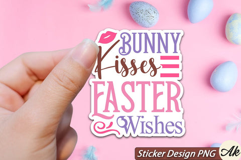 Bunny Kisses Easter Wishes SVG And Sticker Design PNG SVG akazaddesign 