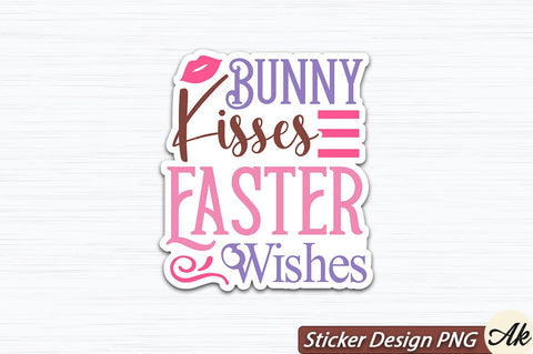 Bunny Kisses Easter Wishes SVG And Sticker Design PNG SVG akazaddesign 