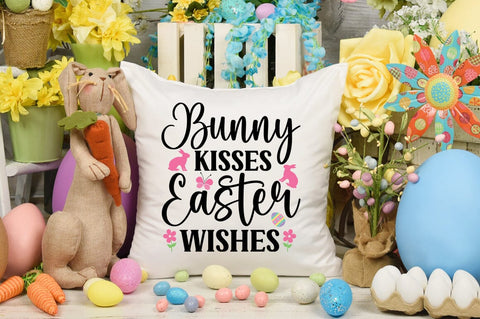 Bunny Kisses Easter Wishes SVG Design SVG Designangry 