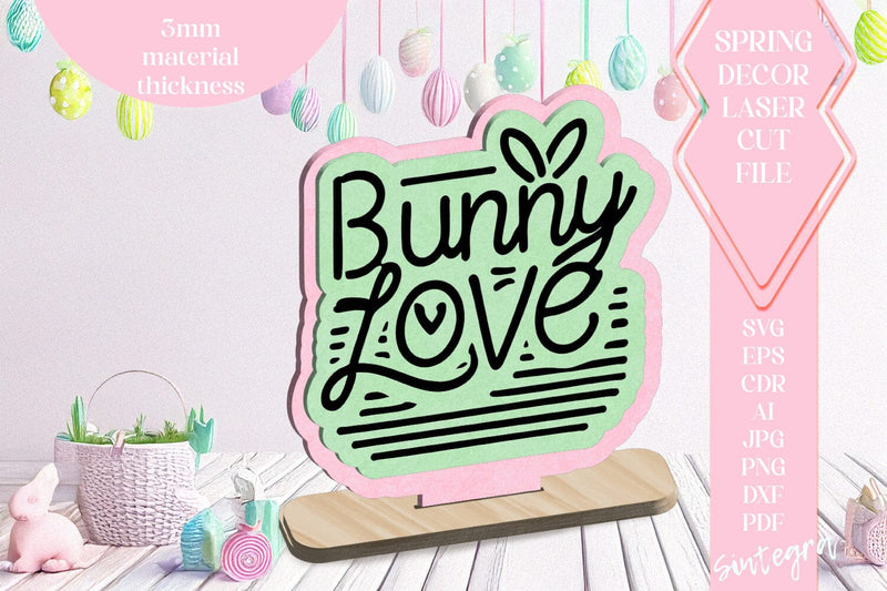 Bunny Love Easter Spring Ornament Laser Cut SVG v2 SVG Sintegra 