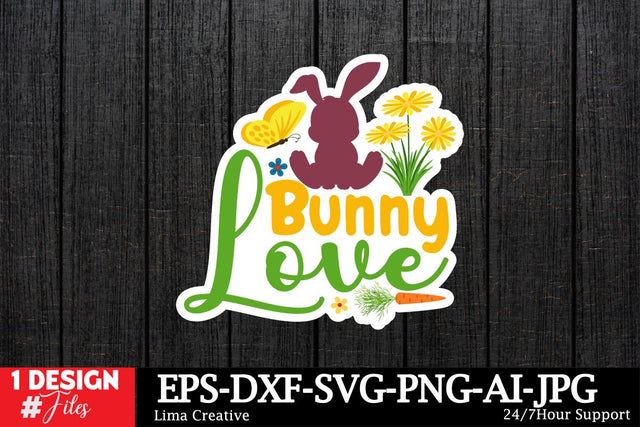 Bunny LOve Sticker Sticker ,Easter SVG ,Easter Bunny Sticker PNG,Easter Sublimation,Rabbit Silhoutee,EAster SVG Cut File,Easter Sticker Bundle SVG Insomnia Std 