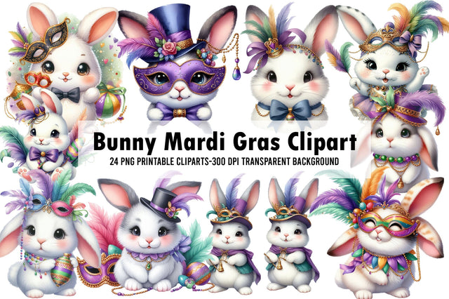 Bunny Mardi Gras Clipart Sublimation Rupkotha 