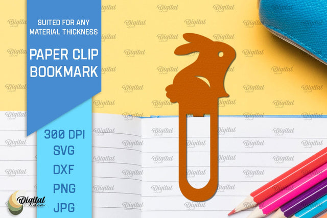 Bunny Paper Clip Bookmark. Bookmark Clip Template SVG SVG Evgenyia Guschina 