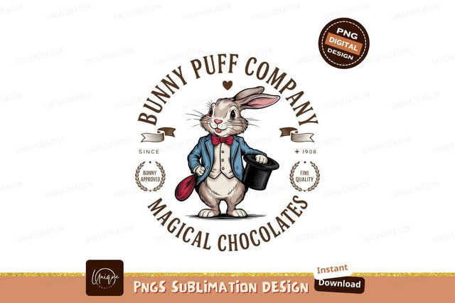 Bunny Puff Company Magical Chocolates Logo Sublimation Designangry 