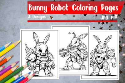 Bunny Robots Coloring Pages SVG zafrans studio 