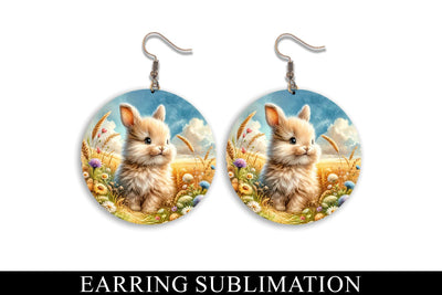 Bunny Round Earrings Sublimation PNG Design Sublimation BijouBay 