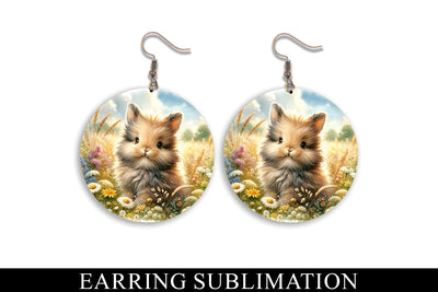 Bunny Round Earrings Sublimation PNG Sublimation BijouBay 