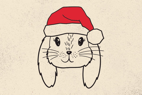Bunny Santa hat svg file, Bunny with Hat svg, Christmas svg file, Lop Rabbit svg, Christmas cut file, Christmas Santa hat, Bunny Christmas SVG DesignDestine 