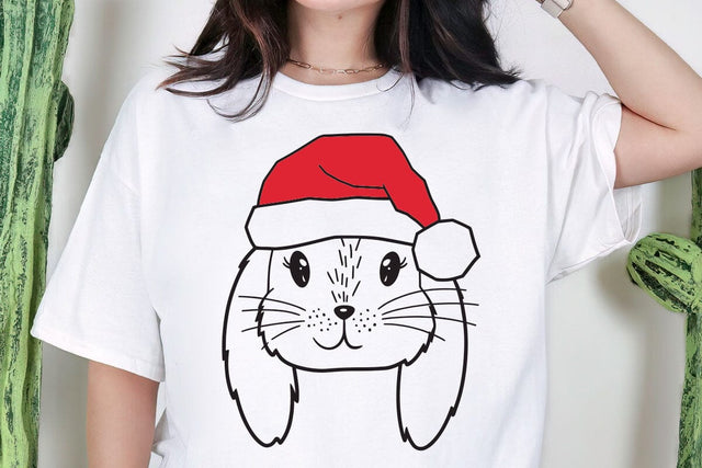 Bunny Santa hat svg file, Bunny with Hat svg, Christmas svg file, Lop Rabbit svg, Christmas cut file, Christmas Santa hat, Bunny Christmas SVG DesignDestine 