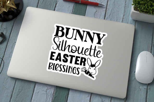 Bunny Silhouette Easter Blessings SVG Angelina750 
