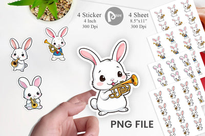 Bunny Sticker New Year Sublimation artnoy 