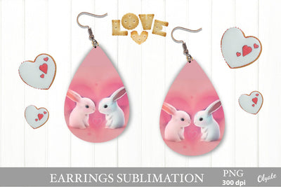 Bunny Sublimation PNG. Valentines Day Earring PNG Sublimation Olga Terlyanskaya 