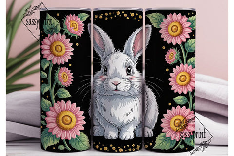 Bunny Sunflower 20oz Tumbler Wrap Sublimation sassyprint 