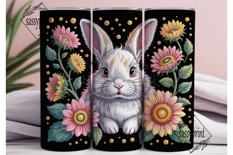 Bunny Sunflower 20oz Tumbler Wrap Sublimation sassyprint 