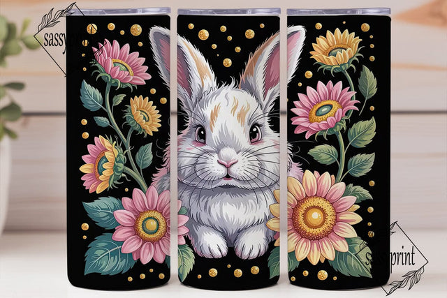 Bunny Sunflower 20oz Tumbler Wrap Sublimation sassyprint 