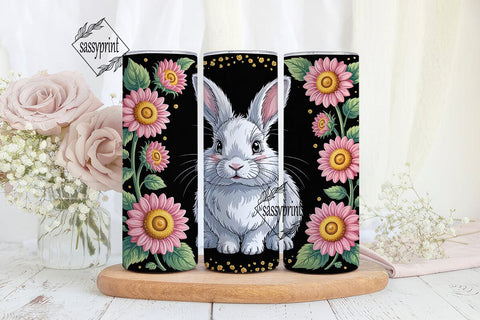 Bunny Sunflower 20oz Tumbler Wrap Sublimation sassyprint 