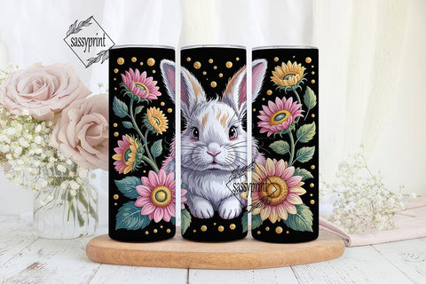 Bunny Sunflower 20oz Tumbler Wrap Sublimation sassyprint 