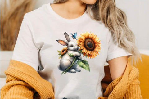 Bunny Sunflower Sublimation Clipart Bundle Sublimation SVGArt 