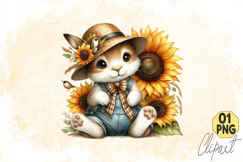 Bunny Sunflower Sublimation Clipart Bundle Sublimation SVGArt 