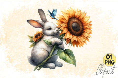 Bunny Sunflower Sublimation Clipart Bundle Sublimation SVGArt 