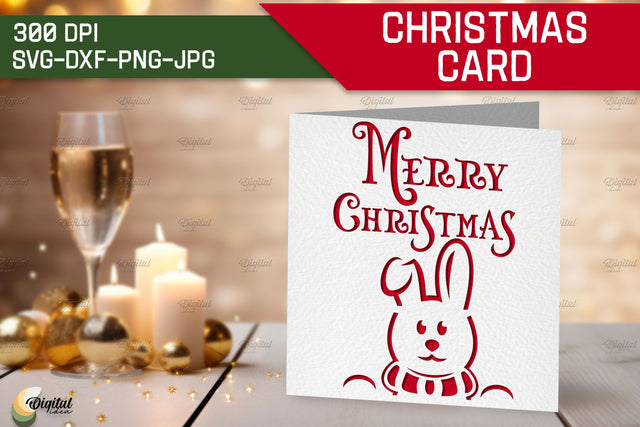 Bunny SVG. Christmas Card Animal. Merry Christmas 3D Paper Evgenyia Guschina 
