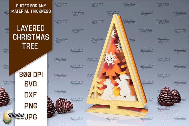 Bunny SVG. Layered Christmas Tree Laser Cut. Christmas Tree Decor SVG SVG Evgenyia Guschina 