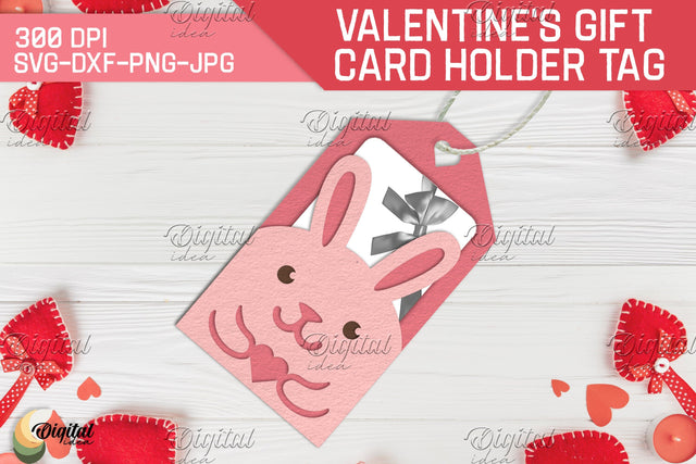 Bunny SVG. Valentine's Gift Card Holder Tag 3D Paper Evgenyia Guschina 