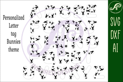 Bunny theme tag letter designs keychain DIGITAL SVG SVG APInspireddesigns 