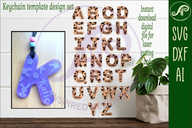 Bunny theme tag letter designs keychain DIGITAL SVG SVG APInspireddesigns 