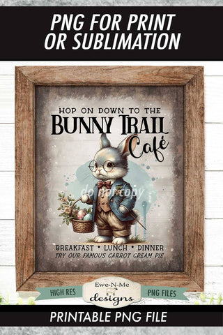 Bunny Trail Cafe Sublimation Design | Vintage Sign PNG Sublimation Ewe-N-Me Designs 