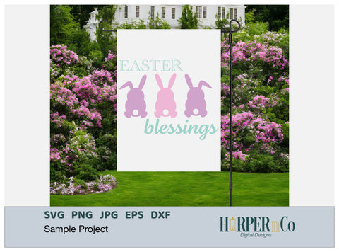 Bunny Trio Easter Blessing SVG PNG Cut EPS File SVG HarperNCo 