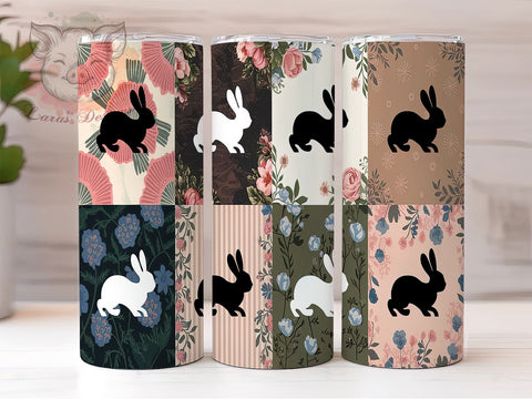 Bunny Tumbler, Spring Decor, Rabbits Design, Quilt Pattern, 20oz Tumbler Wrap, PNG Sublimation, Easter Gifts Sublimation Lara' s Designs 