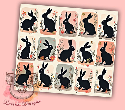 Bunny Tumbler, Spring Decor, Rabbits Design, Quilt Pattern, 20oz Tumbler Wrap, PNG Sublimation, Easter Gifts Sublimation Lara' s Designs 