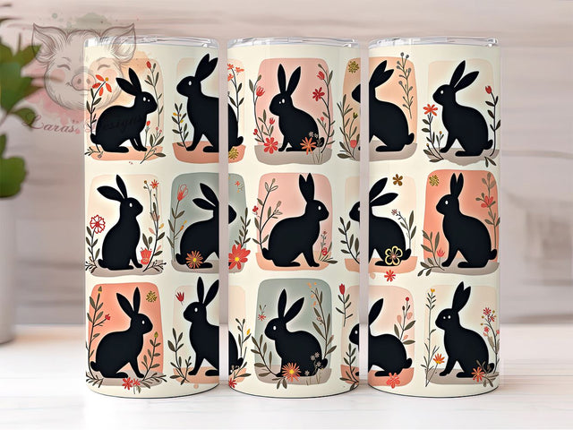 Bunny Tumbler, Spring Decor, Rabbits Design, Quilt Pattern, 20oz Tumbler Wrap, PNG Sublimation, Easter Gifts Sublimation Lara' s Designs 