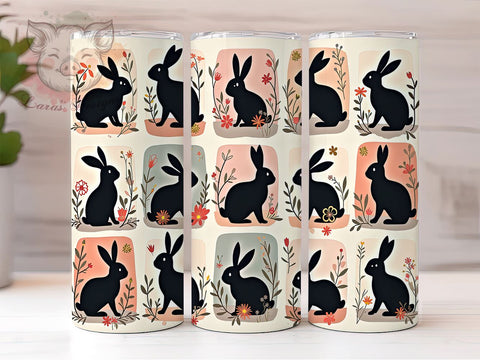 Bunny Tumbler, Spring Decor, Rabbits Design, Quilt Pattern, 20oz Tumbler Wrap, PNG Sublimation, Easter Gifts Sublimation Lara' s Designs 